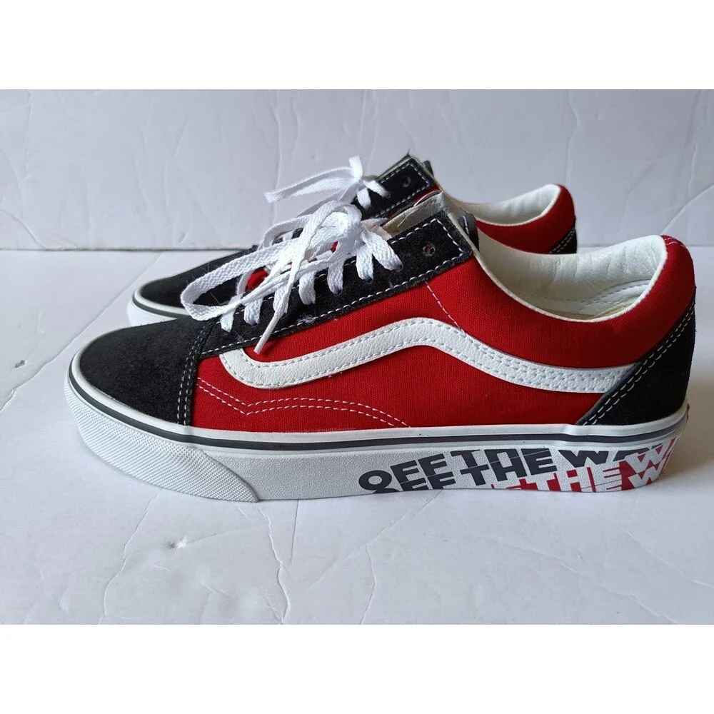 Vans Old Skool Shoes OTW Sidewall Black Red Men's Size 8 Low Top VN0A38G1VRH